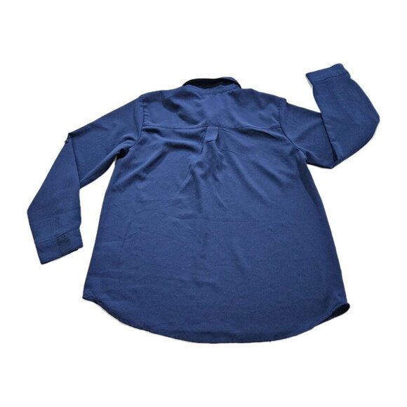 International INC Company Top Womens L Navy LS Criss Cross Ties Crepe Whimsigoth - Picture 14 of 14